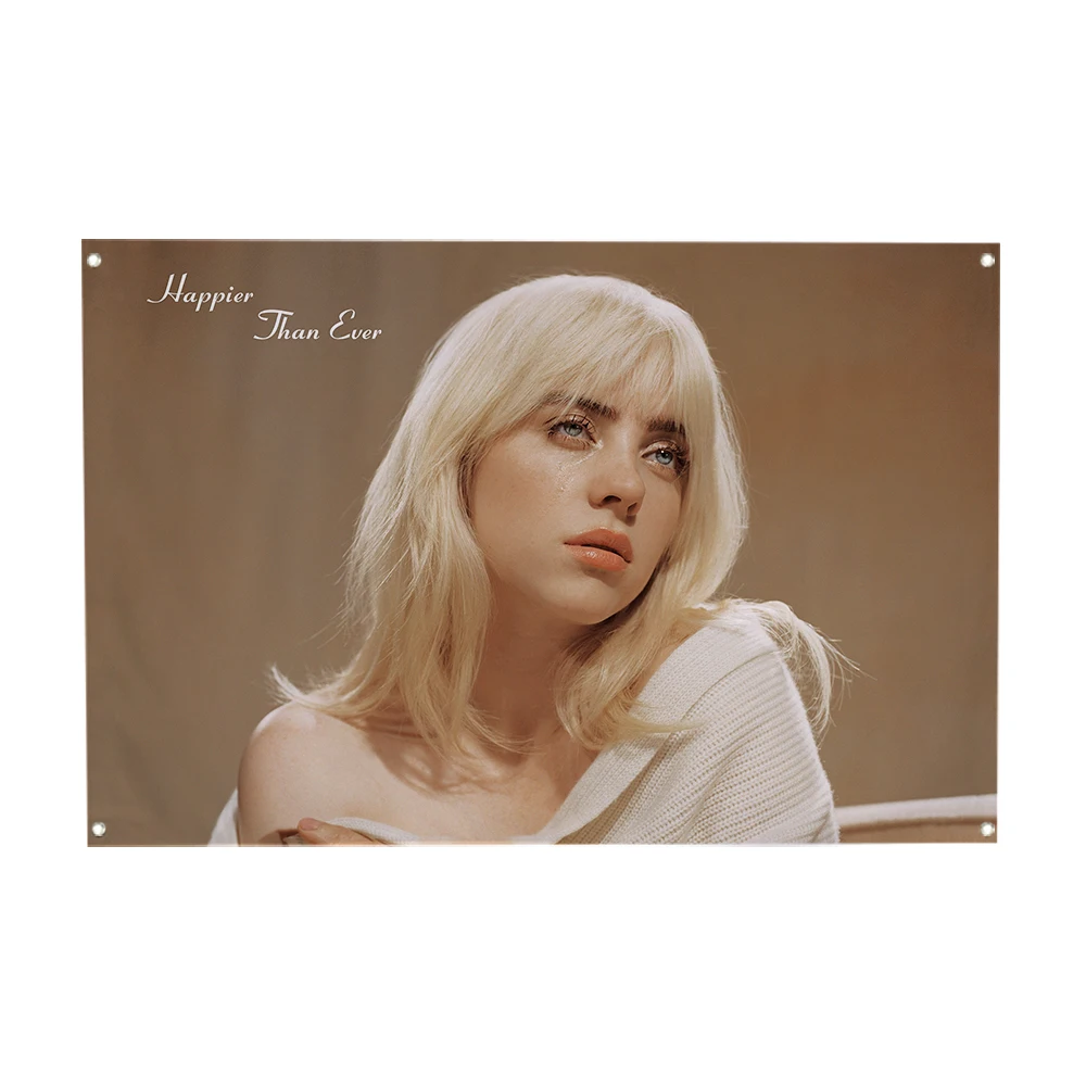 60x90cm 90x150cm Happier than ever Flags music album flag Men's Cave Wall tapestry With Brass Grommet Suitable For University