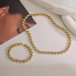18K Gold Plated Brass Bezel-Set CZ Jewelry Round Cubic Zirconia Necklace/Bracelet Elegant Women's Daily Party Fine Jewelry Gift