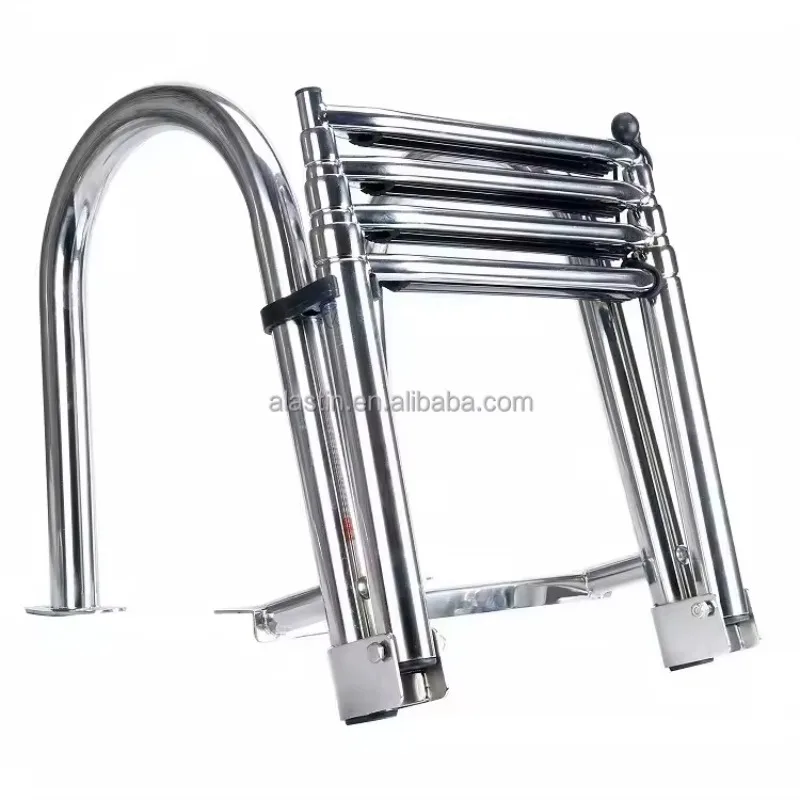 Alastin Marine Stainless Steel High Quality Boat 4 Step Ladder With Handrail