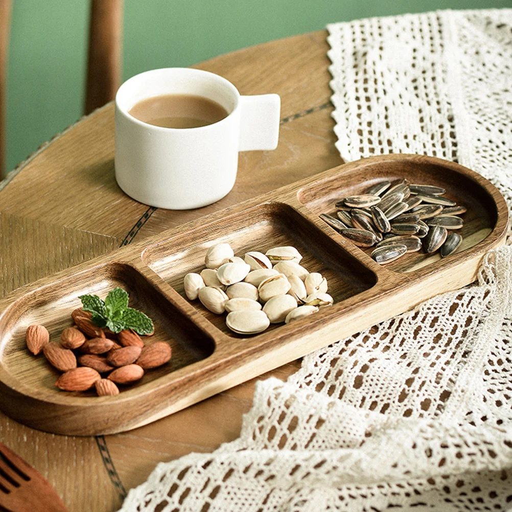 

Snack Tray Wooden Multi-Function Serving Plate For Dry Fruit Candy Nuts Household Tabletop Decor Elegant Wear-Resistant