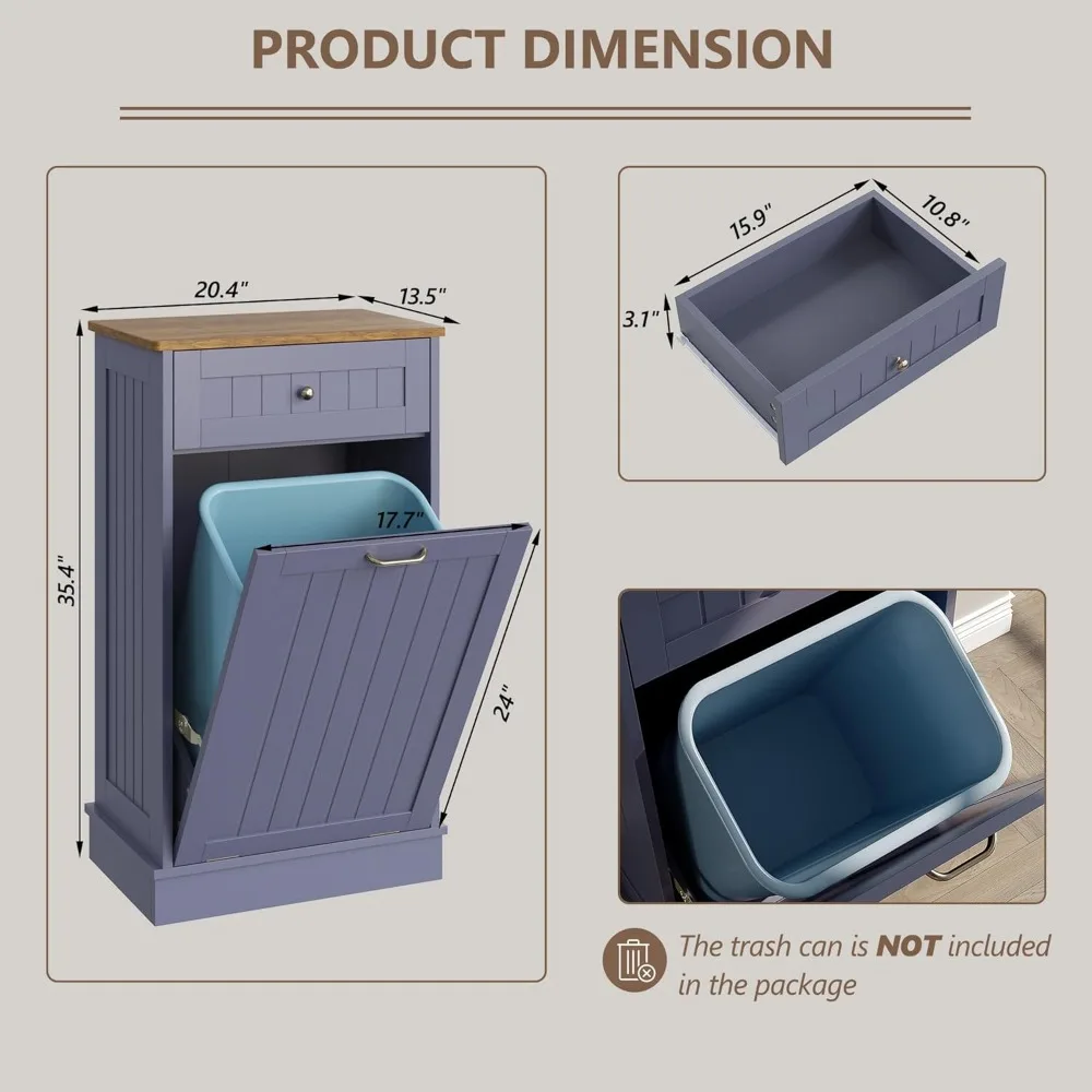 Устойчивый к собакам шкаф для мусорного бака с наклоном для кухонного острова — серо-синий, держатель для мусорного бака, альтернатива корзину для белья