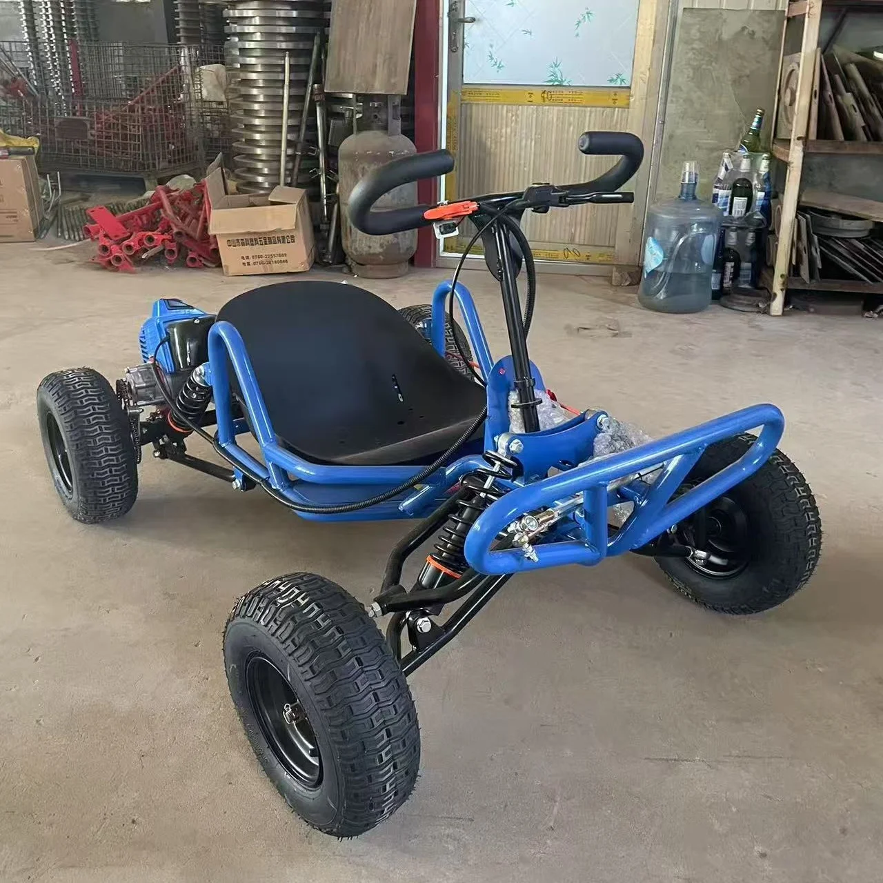 90CC 2 Stroke Gas 4-Wheel Go-Kart 6-Inch Tires Disc Brake Chain Drive Adult Kids Outdoor Racing Drift 35km/h Max Speed 200kg