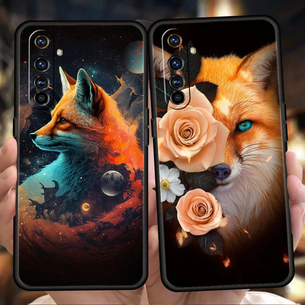 Funda de teléfono Animal The Fox para Realme, 8, 9 Pro Plus, 8i, 9i, 6, 7, GT2, C21, C25, C3, C11, 11 Pro, 5G Plus, carcasa de silicona a prueba de golpes