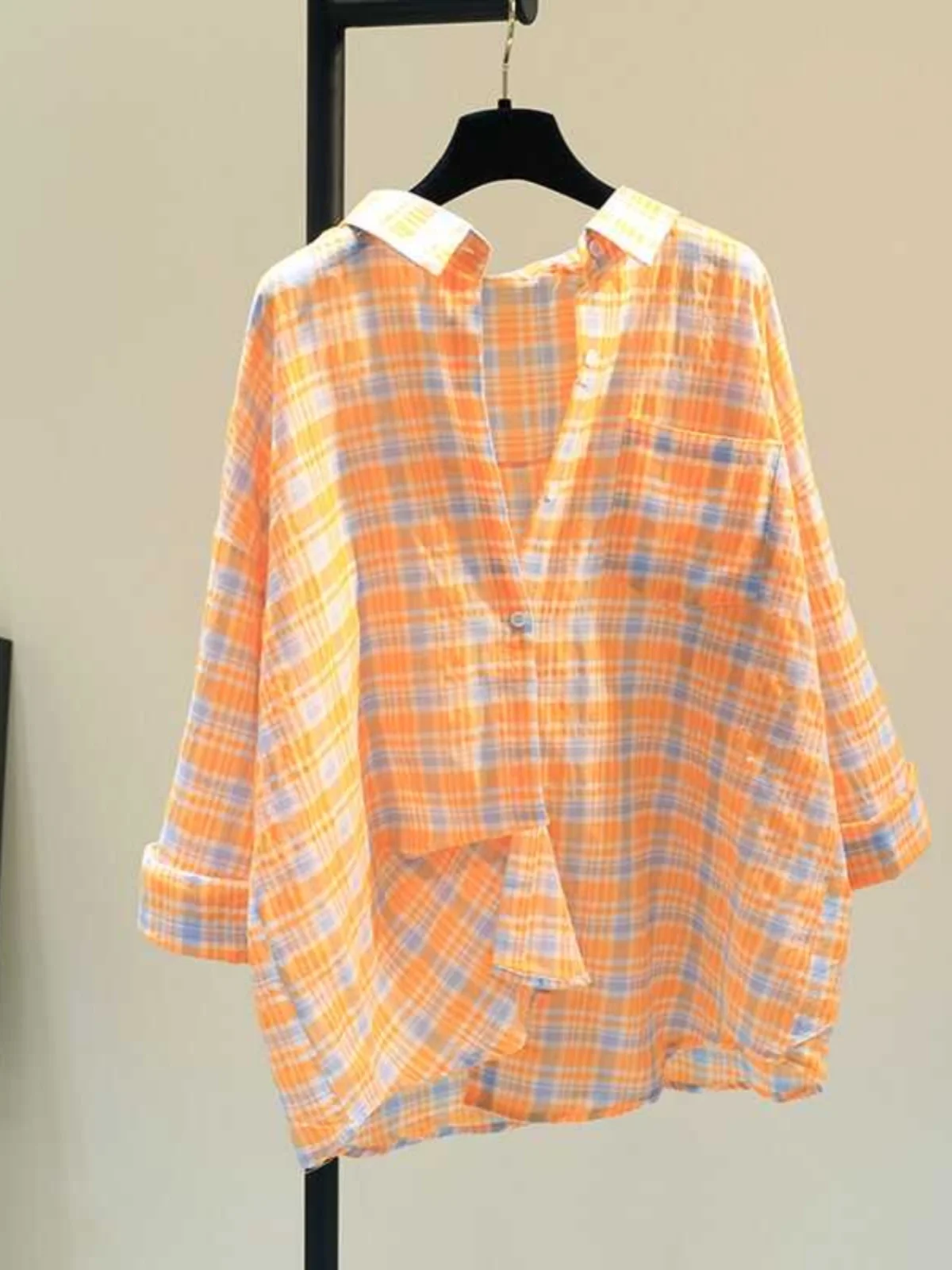 Talla grande 2300 Pou Cheered Protección solar informal para mujer irt Primavera Otoño Suelto Adelgazante Versátil Largo Sve C...