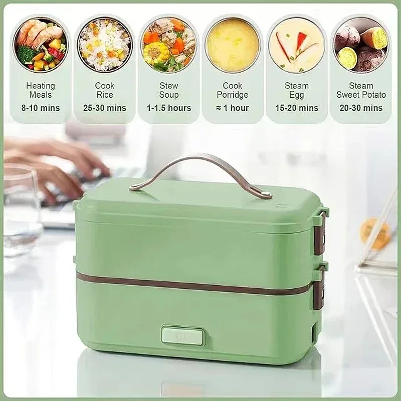 Portable Electric Heating Lunch Box Food Warmer for Outdoor/Travel Self Cooking Heated Lunch Box Office Rice Cooker Warmer