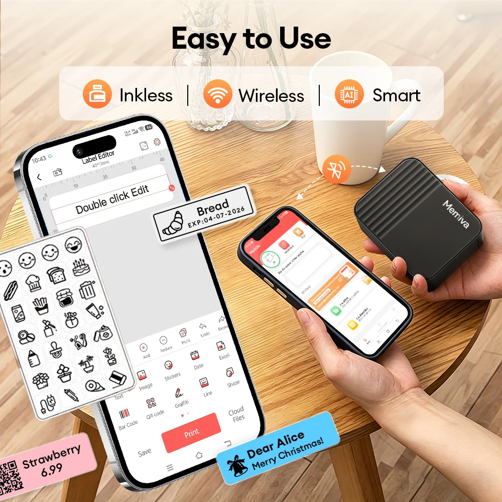 Memiva A1 Mini Label Printer Portable Thermal Self-adhesive Label Printer For DIY Label for Office Home Similar As P15 D110 NEW