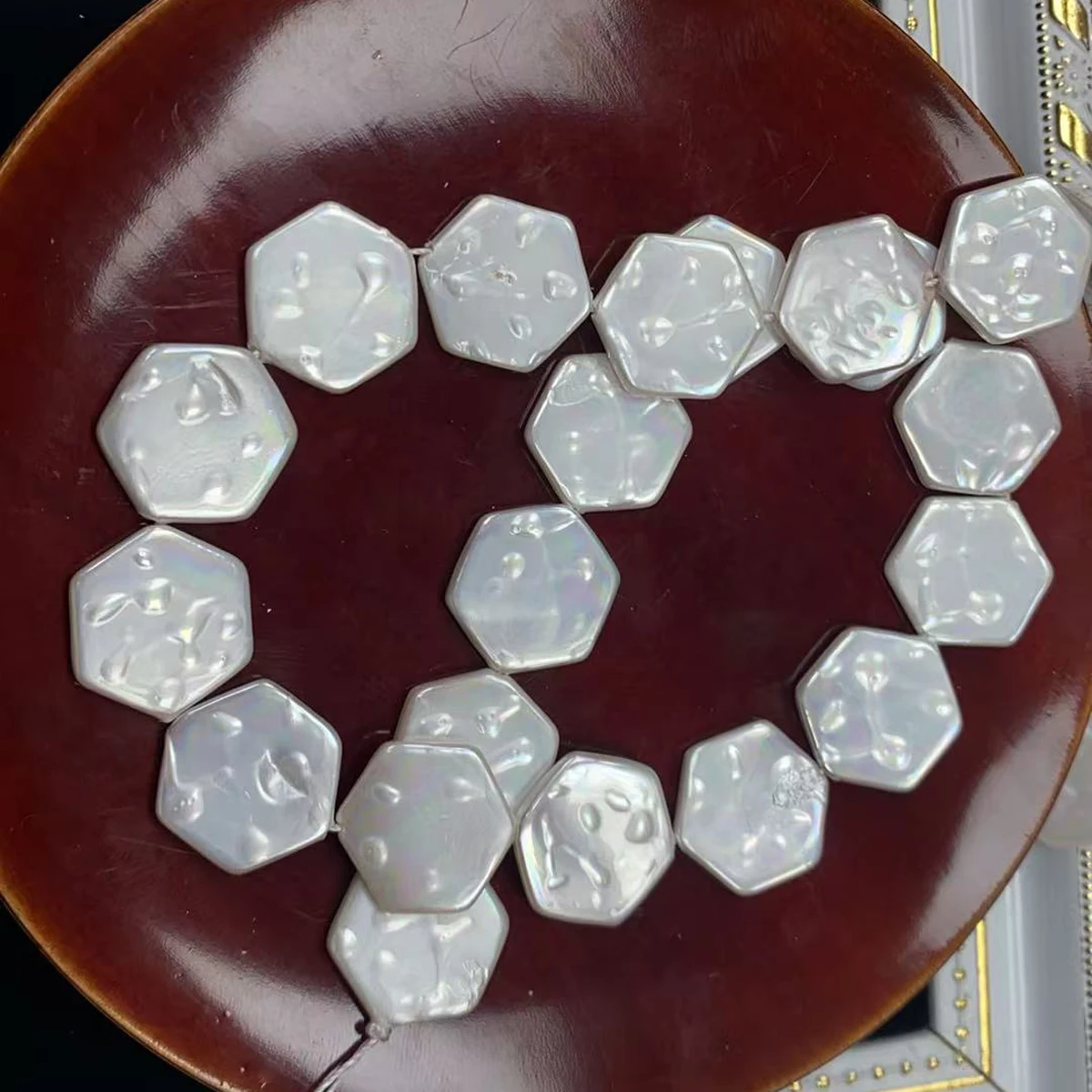 18mm White Hexagonal Diamond Natural Freshwater Shell Bead Exquisite Jewelry MakeDIY Necklace Bracelet Earring Accessory Fashion