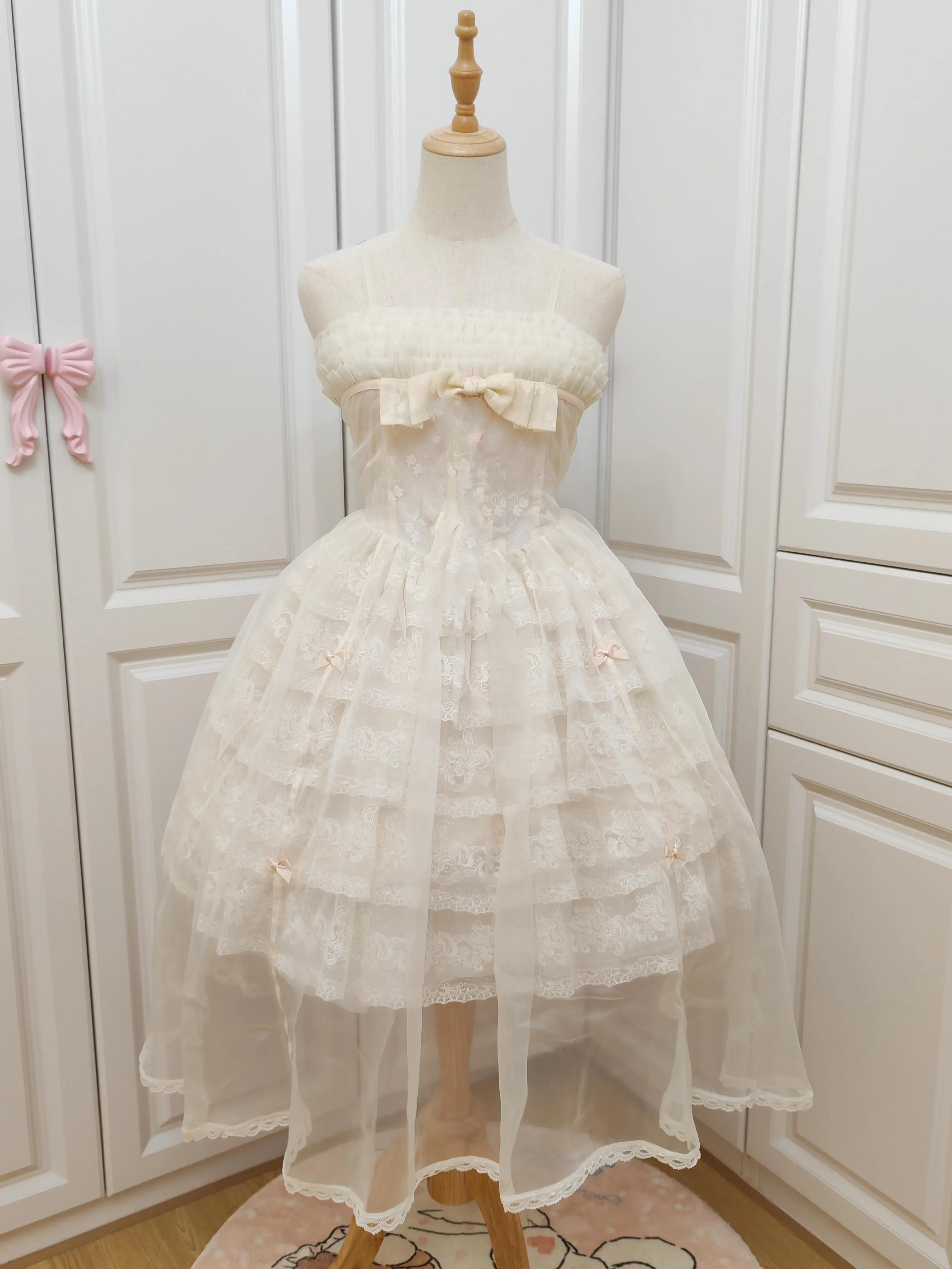 

Japanese Girl Heavy Industry Lolita Princess Dress Women High Waist Slim-Fit Elegant Bow Lace Jsk Birthday Party Evening Dress