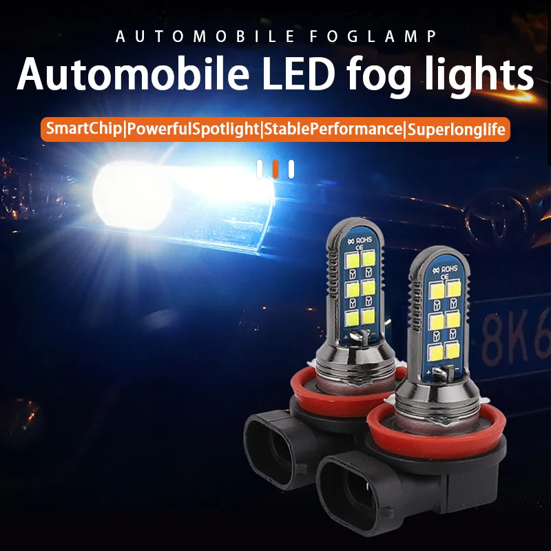 2Pcs 7 Colors Green Orange H7 H11 H8 HB4 9006 H27 881 880 H3 High Quality LED Bulbs Auto Fog Lamps Car Anti Fog Lights Foglamps