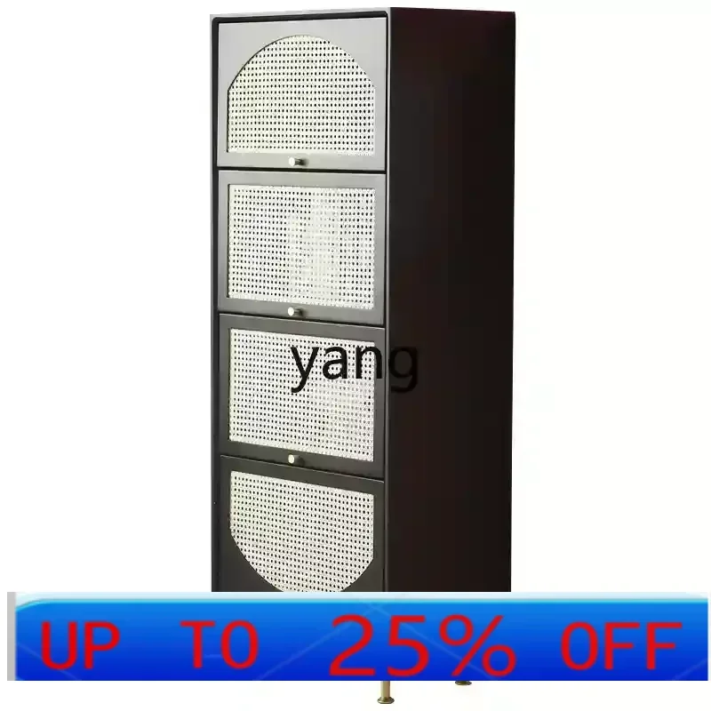 LMM simple solid wood TV cabinet log floor storage living room locker rattan