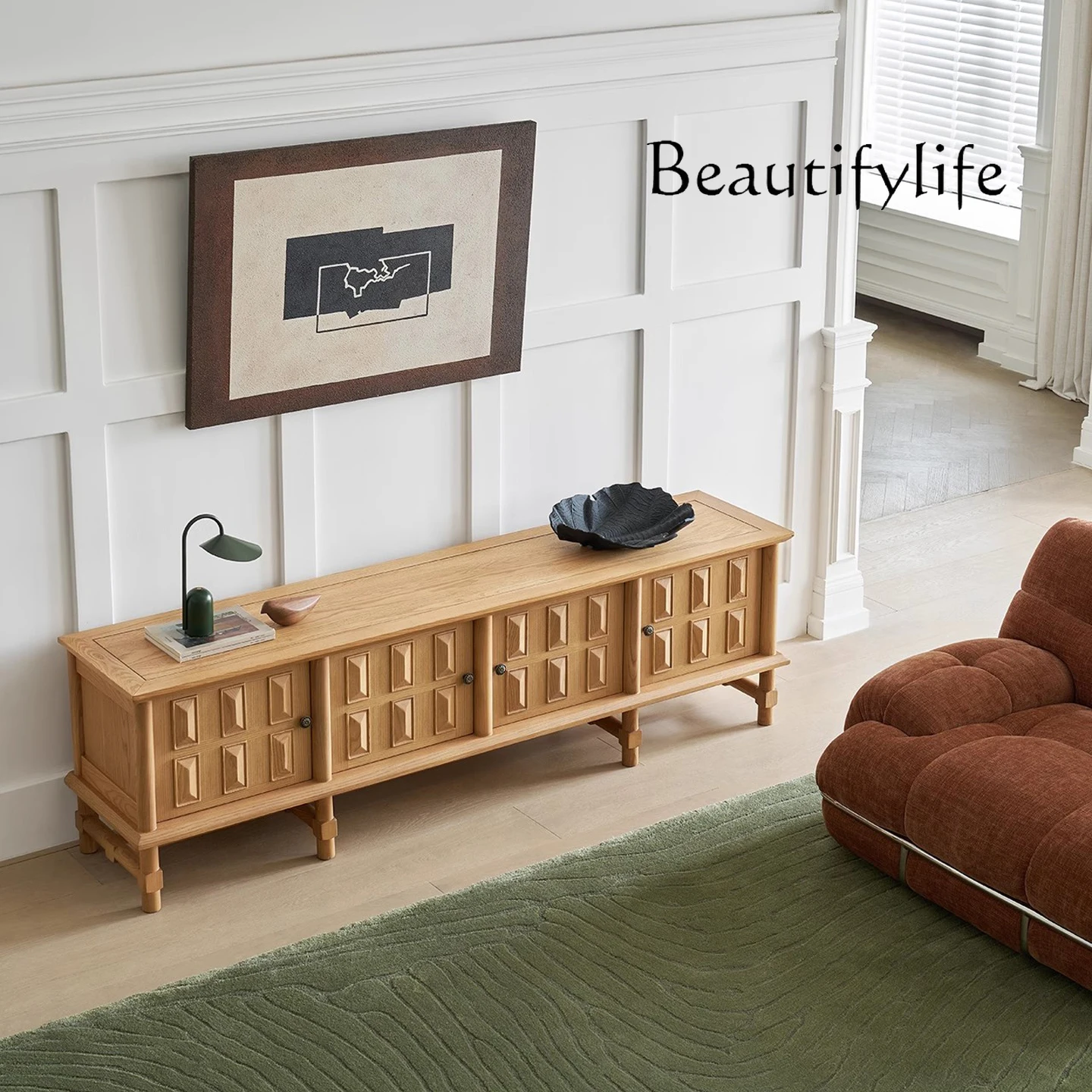 

Американский шкаф для телевизора из цельного дерева, французский простой современный антикварный цветной шкаф для гостиной, хранение у стены