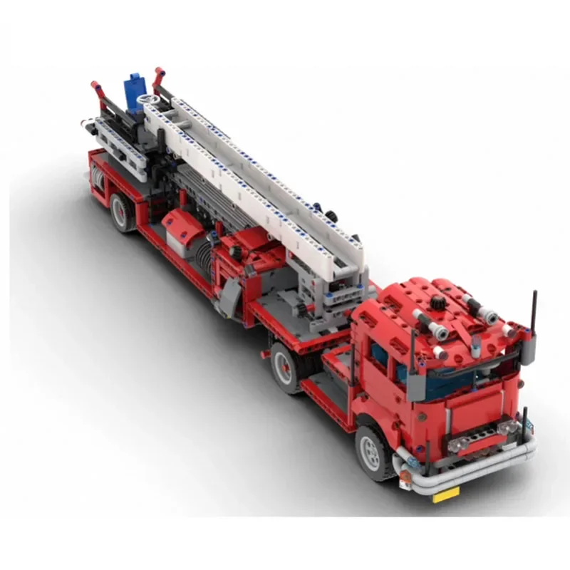 Bloco de construção MOC-70322 modelo de emenda, caminhão de bombeiros de elevação 1816 peças desenhos eletrônicos, modelo de brinquedo de presente de aniversário e natal