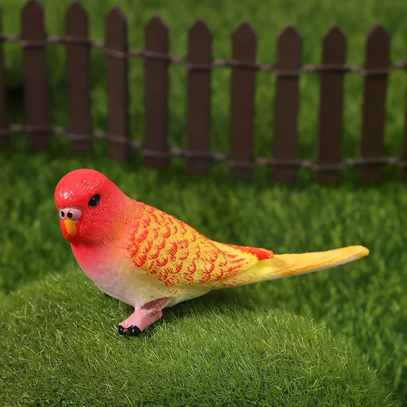 1pc Simulation Parrot Parakeet Miniature Landscape Ornament Animal Model Lawn Figurine Artificial Bird Photography Props