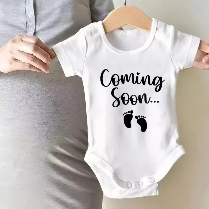 Baby Coming Soon Announcement Newborn Baby Bodysuit Romper Boys Girls Outfits Body Pregnancy Reveal Clothes