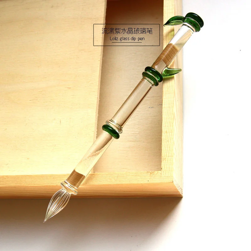 Limited Collection Crystal Glass Dip Pen Bamboo Posture Fourth Generation Writing Pen Gift