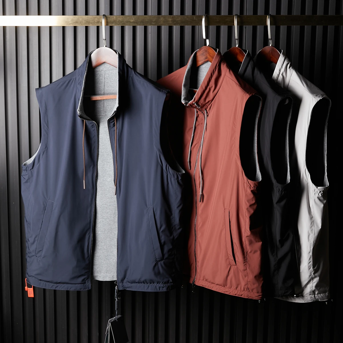 

Ультралегкий мужской жилет из водонепроницаемой ткани с воротником-стойкой, двусторонний, для делового и повседневного стиля, модный, весенний, молодежный