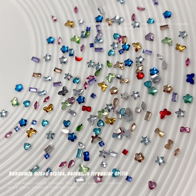 Mini Colourful Mixed Rhinestones Shiny Irregular Flat Bottom Zircon Brilliant Rhombus DIY Nail Art Decorations Tool Accessories