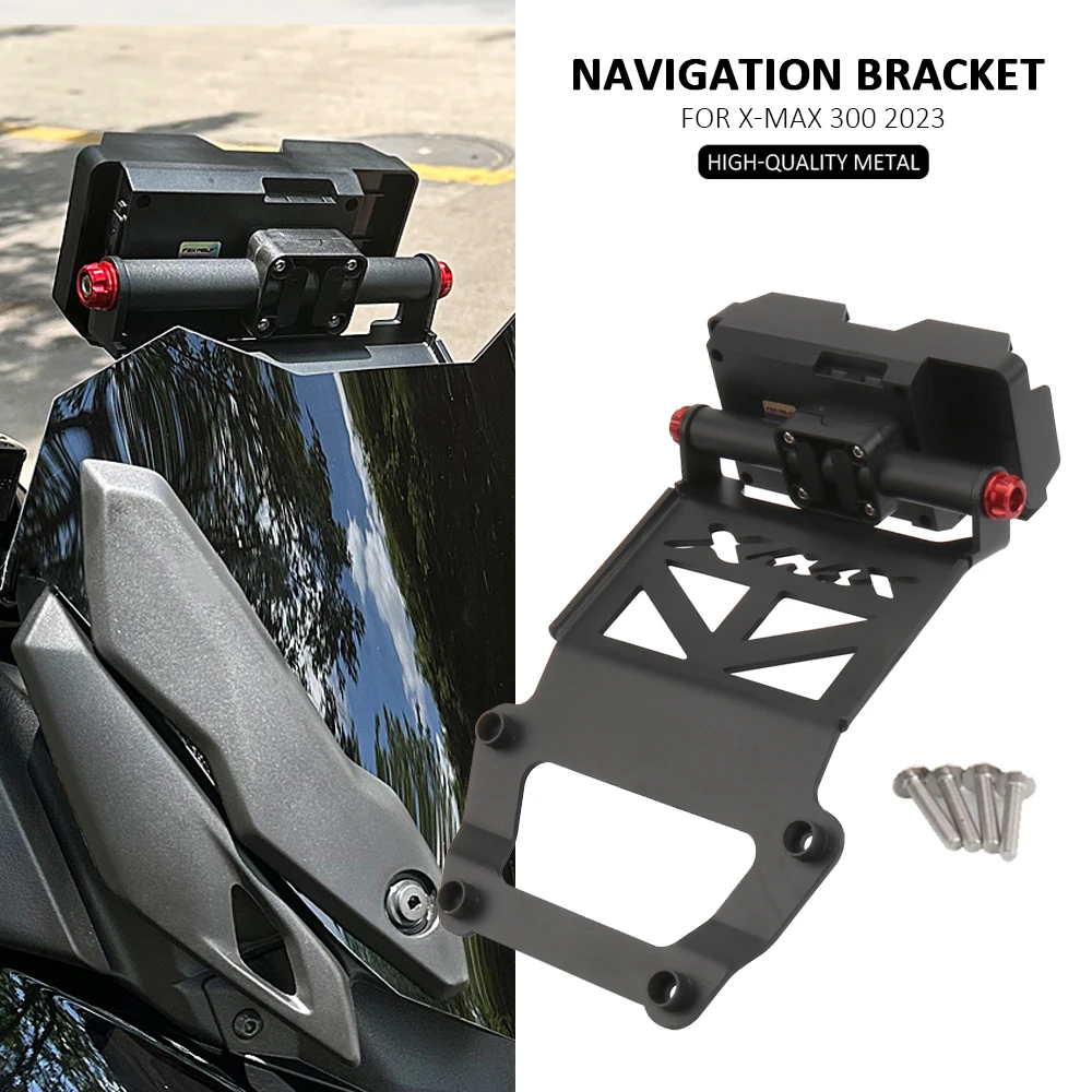 New Black Wireless charging Mobile Phone Navigation Bracket Support 22MM For YAMAHA X-MAX300 X-MAX 300 XMAX300 XMAX 300 2023