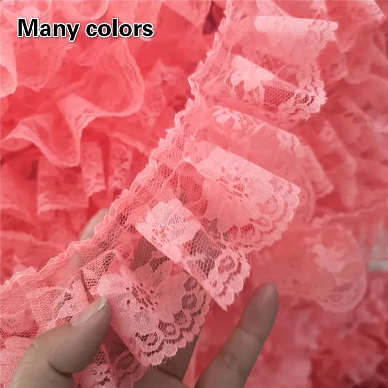 6 cm breed enkele laag geplooide tule kant stof DIY pop pettiskirt huisdier kleding rok gordijn thuis textiel naaien decoratie