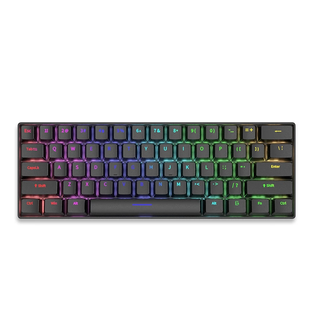 A86P-Mechanical Keyboard 61 Keys Mixed Light Hot Swap Keyboard Office Accessories Gaming Keyboard
