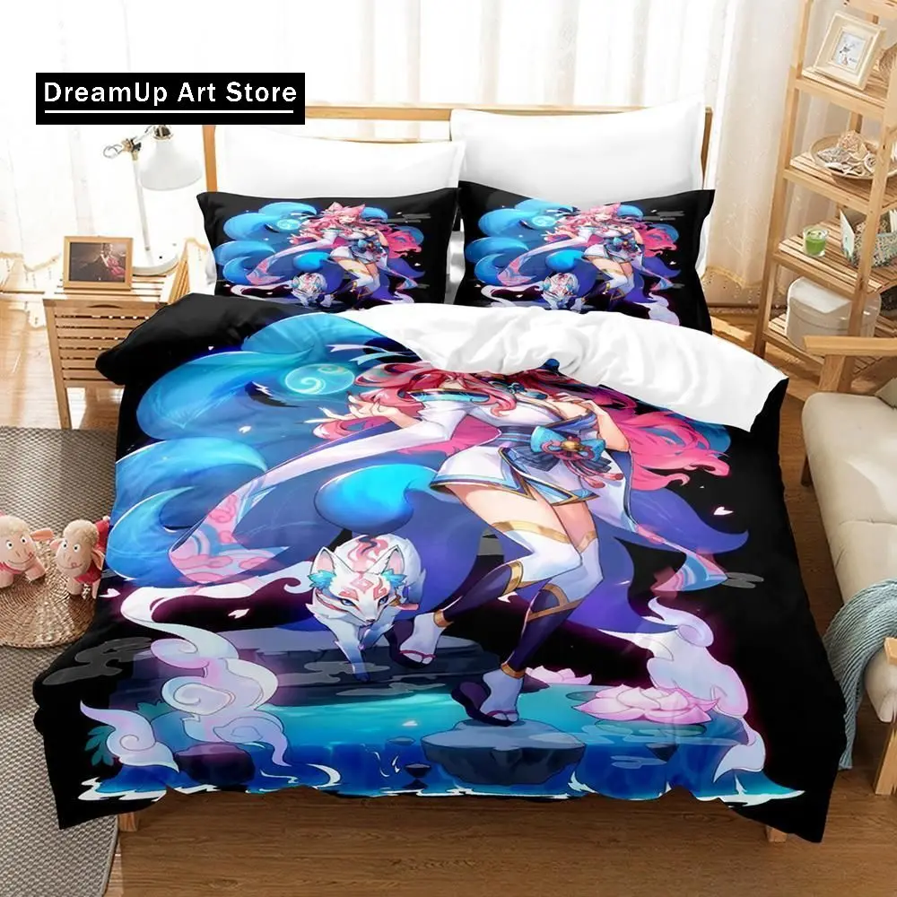 League of Legends Spirit Blossom Ahri Bedding Set Single Twin Full Queen King Size Bed Set Adult Kid Bedroom Duvet cover Sets