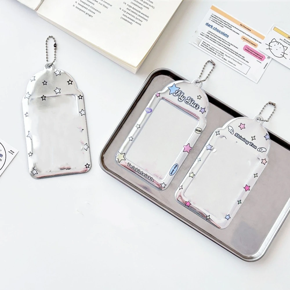 Cute 3inch Card Holder Stars with Hanging Chain Protective Cover PVC Wing Star Chaser Card Set Storage