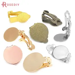 18K Gold Color Flat Size 9MM 10MM 12MM 15MM 16MM 18MM Brass Flat Stick Earrings Clip Diy Jewelry Making Earrings Accessories