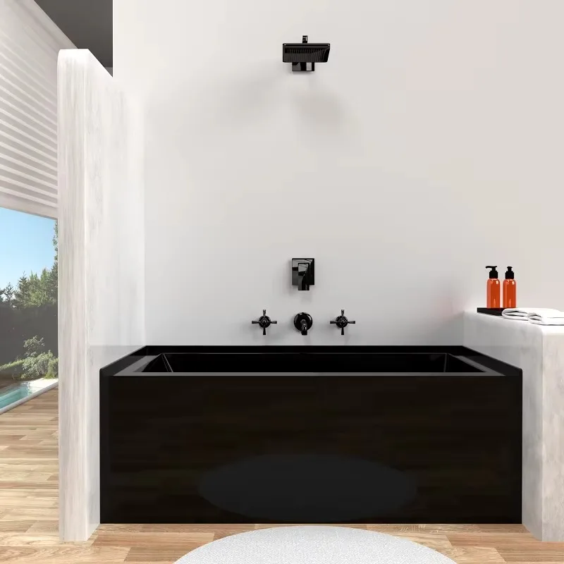 

Bathroom Bathtub Sanitary Ware Shower Room Rectangular Matt Black Adults Soaking Bathtub
