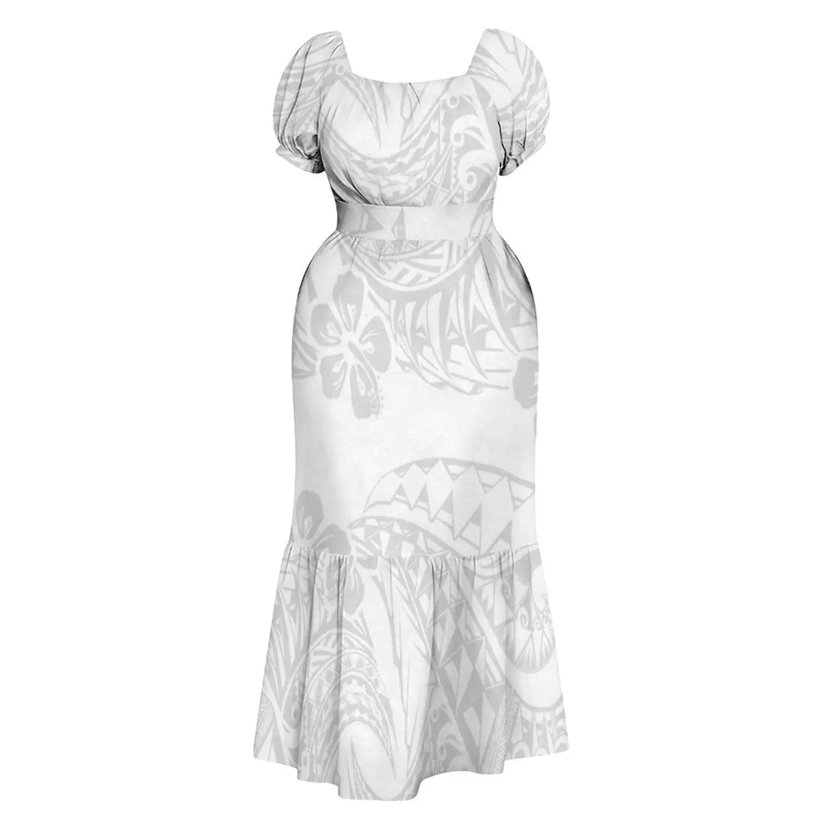 

White Sunday Custom Women'S Dress Polynesian Round Neck Elegant Dress Mother'S Day Gown Samoa Island Party 2026