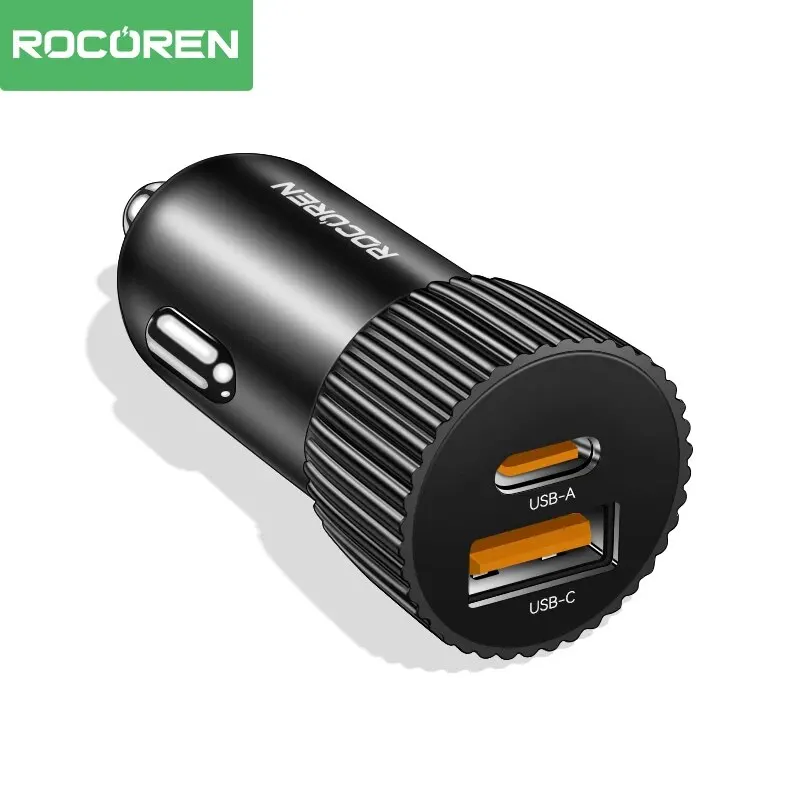 Rocoren 48W Car Charger Fast Charging USB Type C Charge Adapter 36W PD QC 3.0 Car Quick Charger For iPhone 15 14 Pro Max Samsung