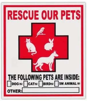 

For 2-Pack Pet Rescue Window Stickers Decals Alert To Fire Department Dogs Cats