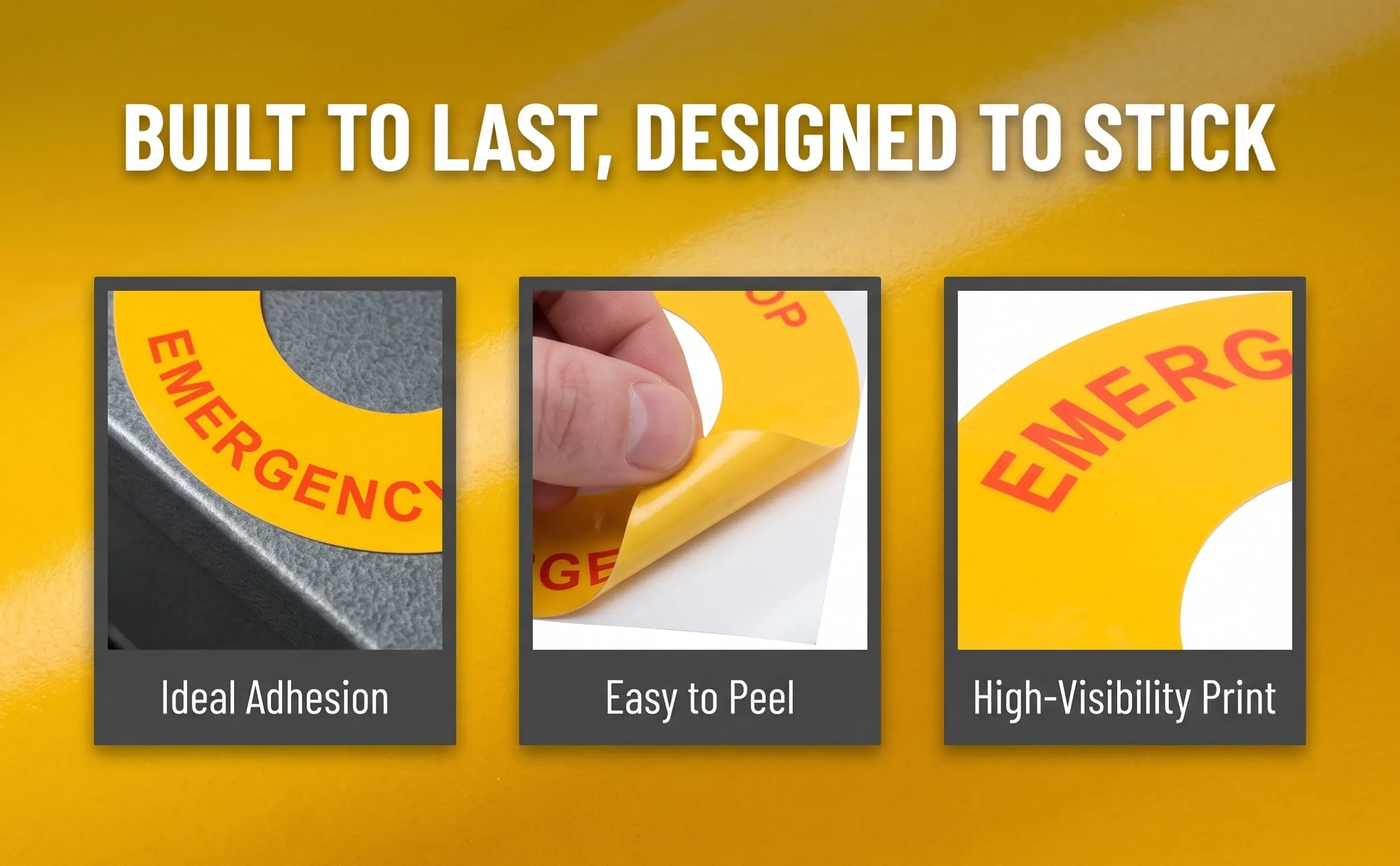 4Pcs Emergency Stop Decal Set PP Material High Visibility Color Robust Adhesion for Mechanical Operation Switch Buttons Factory