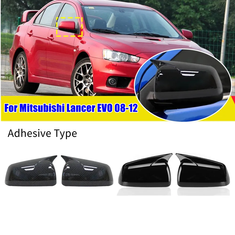 For Mitsubishi Lancer X 10 EX EVO 2008-2016 ABS Exterior Rearview Side Wing Mirror Cover Cap Shell Trim A Pair