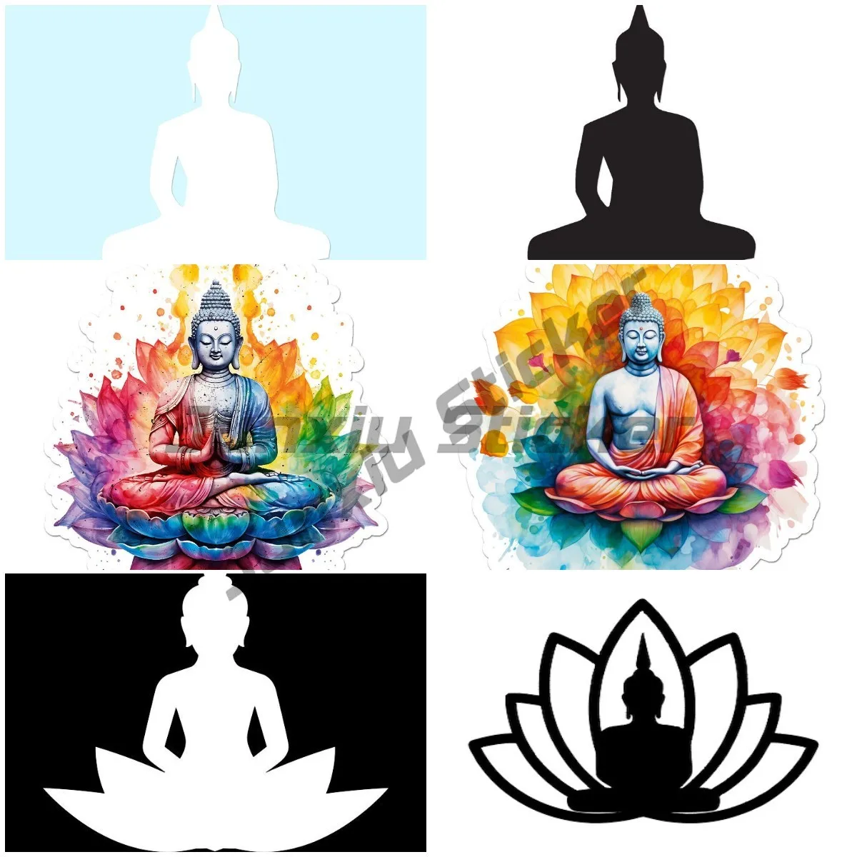 Buddha Lotus Sitting Buddha Lotus Silhouette Vinyl Lotus Buddha Car Sticker PVC Self-adhesive Sunscreen Sticker