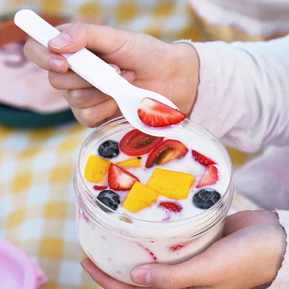 

1Set Fruit Box Transparent Milk Tea Cup Practical Portable Salad Bowl Soup Container for Travel School