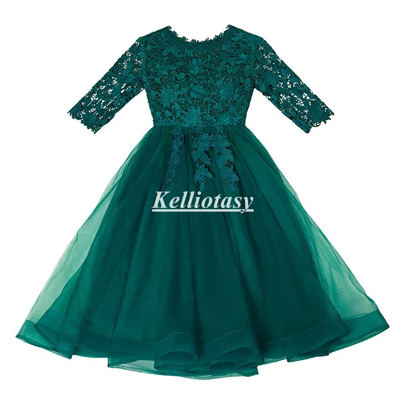 Beautiful Bridesmaid Dress Soft Green Tulle Short Bridesmaid Gown For Girls Lace Appliques