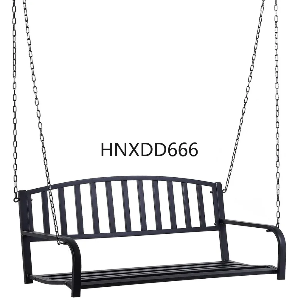 2 Person Front Porch Swing Patio Swing Bench, Outdoor Steel Swing Chair with Sturdy Chains, for Backyard,528 lb Weight Capacity