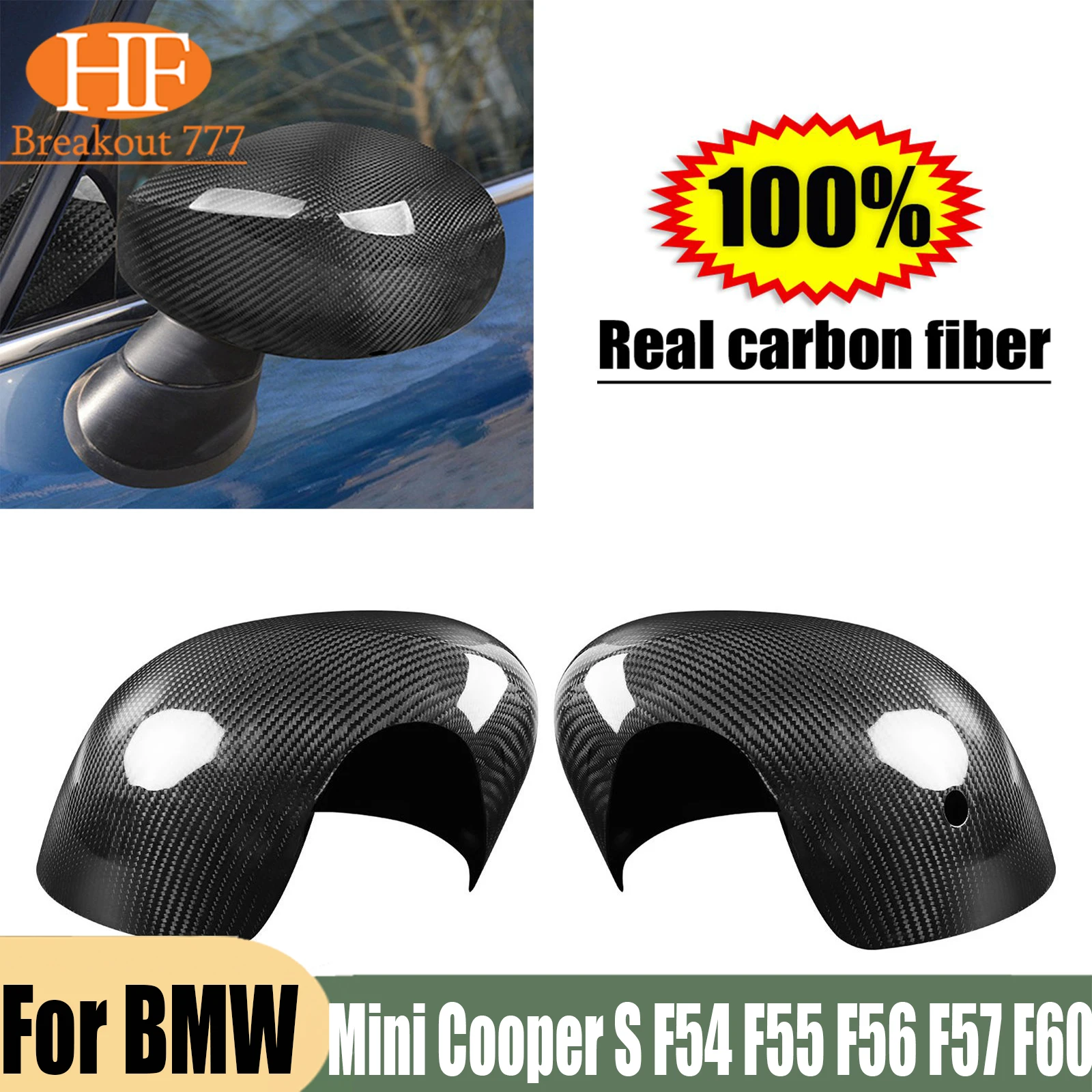 For BMW Mini Cooper S F54 F55 F56 F57 F60 2020 - 2023 With light hole Rear View Mirror Cap Cover