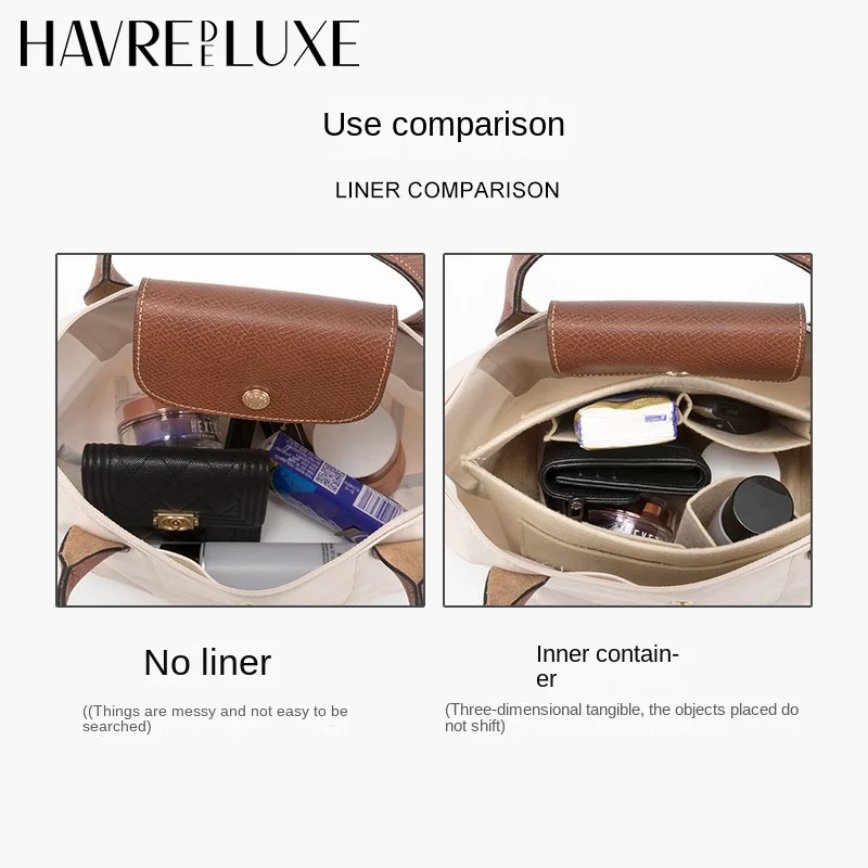 HAVREDELUXE Bag Organizer For Longchamp Large Tote Bag Purse Organizer Bag Storage And Finishing Inner Bag Liner