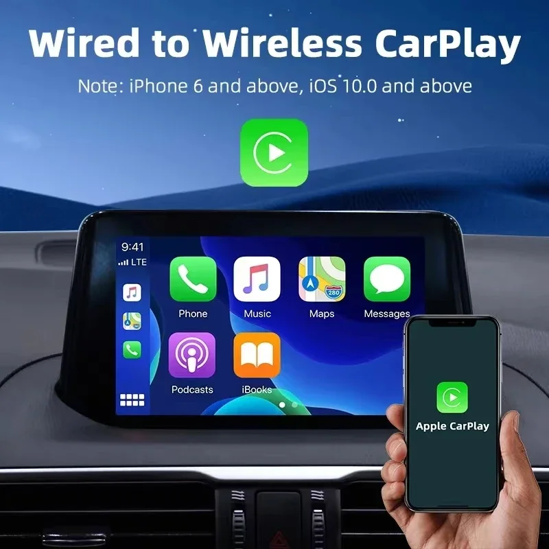 2024 New Wired to Wireless CarPlay Android Auto Dongle Car Wireless Adapter Plug and Play Smart Mini Box WiFi Quick Connect