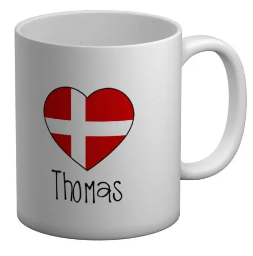 

Personalised Football Denmark Flag White 11oz Mug Cup