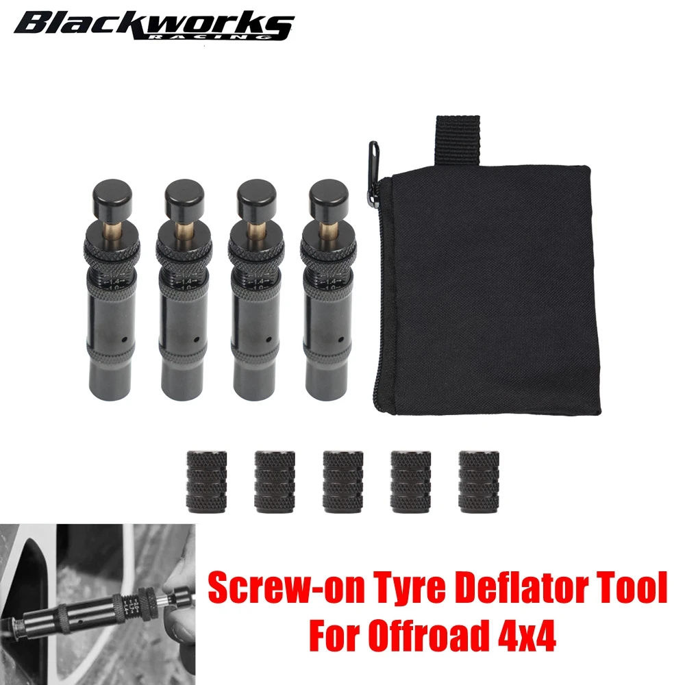 4Pcs Adjustable Auto-Stop Tire Air Down Kit  Automatic Tire Release Valve Screw-on Tyre Deflator Tool For Offroad 4x4 Vehicle