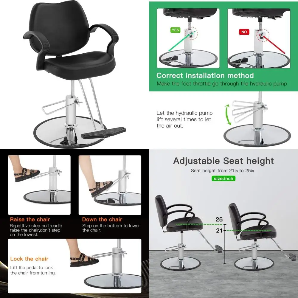 كرسي تصفيف هيدروليكي عالي التحمل لصالونات الشعر، دوار 360 درجة، معدات الشامبو لاستخدام بار الصالونات #1