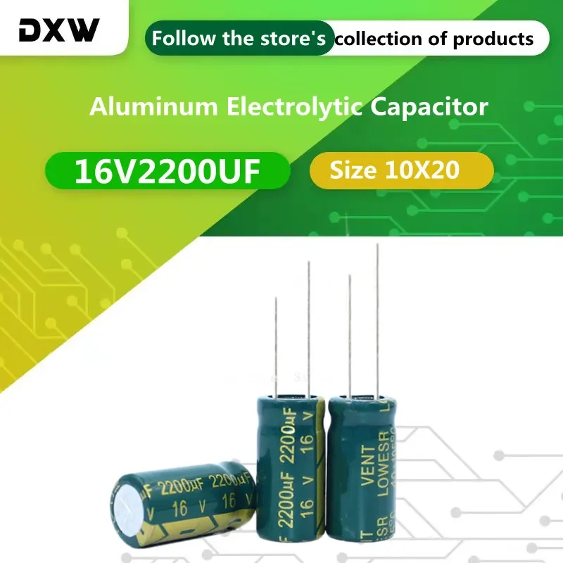 30pcs16V2200UF Aluminum Electrolytic Capacitor 2200UF 16V Size 10X20 Power Supply Electrolytic Capacitor