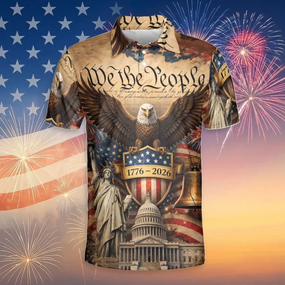 Camiseta polo de 250 años de la libertad para papá, camiseta de golf con la bandera de Estados Unidos, el águila y el estado de la libertad, tierra de los libres, hogar de los valientes