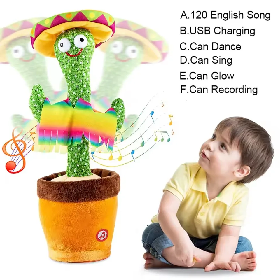 

Talking Cactus Baby Toy Dancing Cactus Repeats What You say for Kids with English Songs Dancing Toy for Gift Toddle Girls Boys