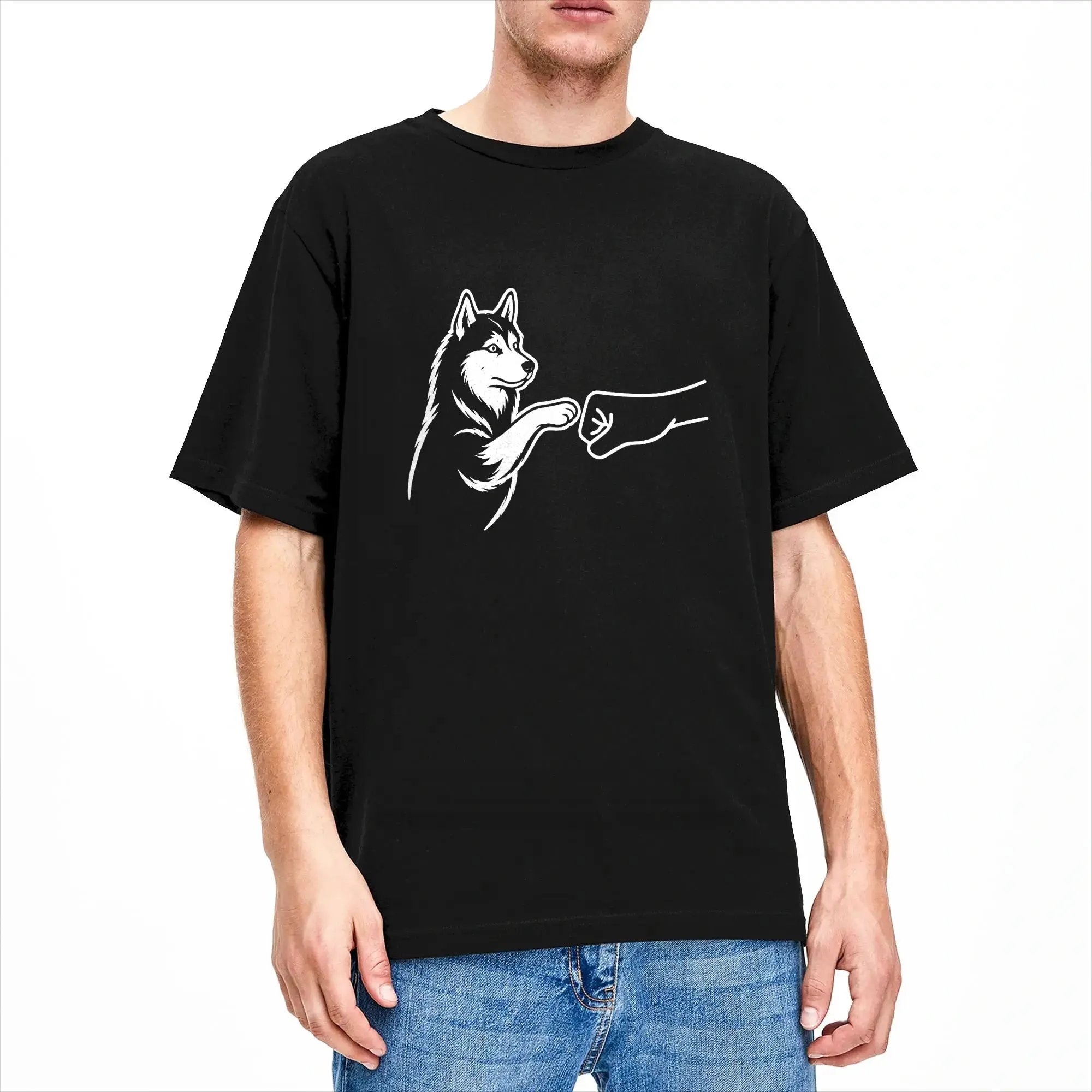 Siberian Husky Punch Hand Friendship Fist Bump Dog Lovers T Shirt Summer  Leisure T-Shirts 100 Cotton O-Neck  Tees Short-Sleeve