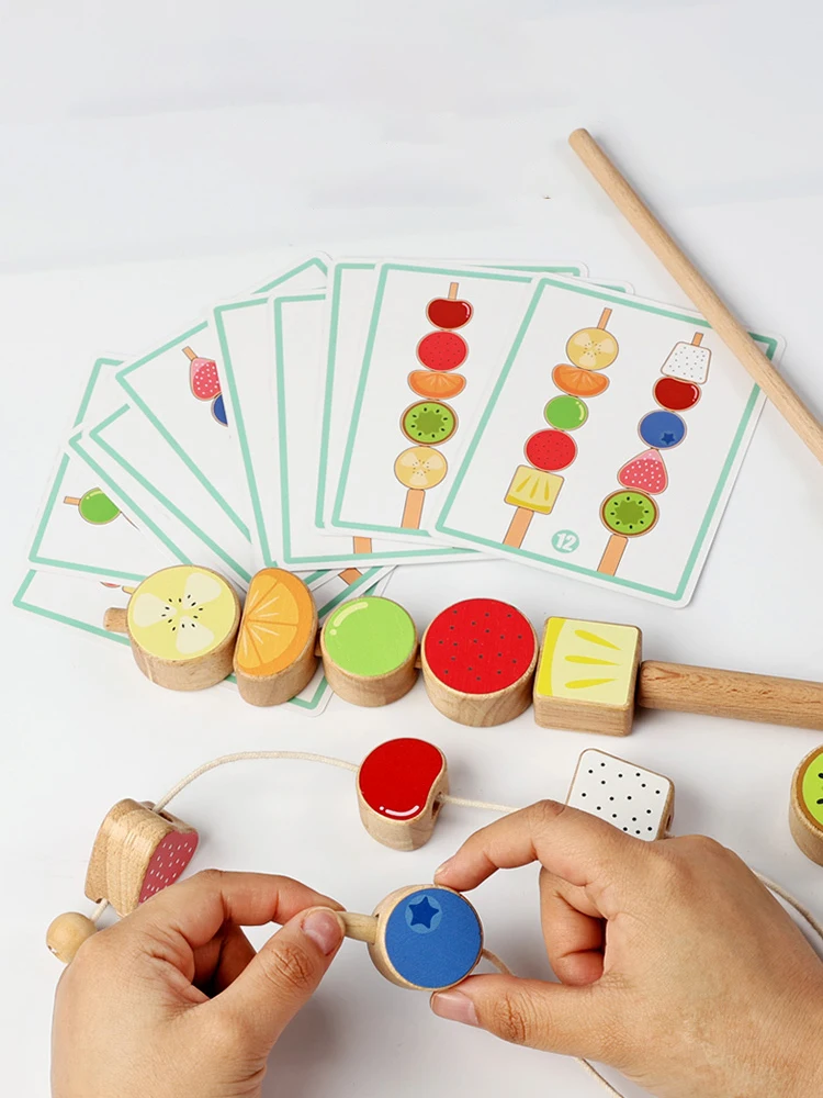 Kit de maîtrise des perles en bois, jeu de logique, entraînement à la pensée, blocs d'empilage, correspondance des couleurs et des formes, perles à enfiler pour garçons et filles, Noël