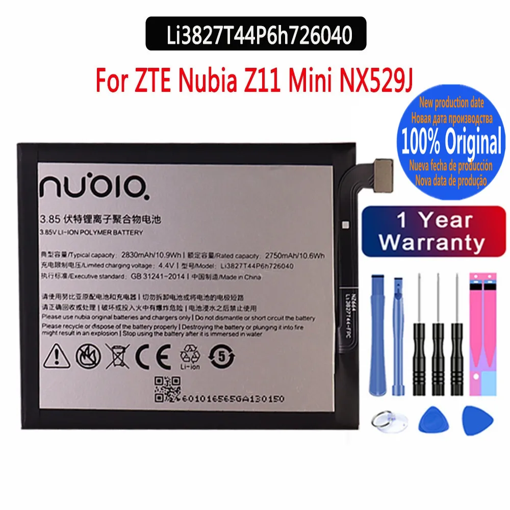 

3.85V 2830mAh Li3827T44P6h726040 100% Original Battery For ZTE Nubia Z11 Mini NX529J Battery Bateria + Free Tools