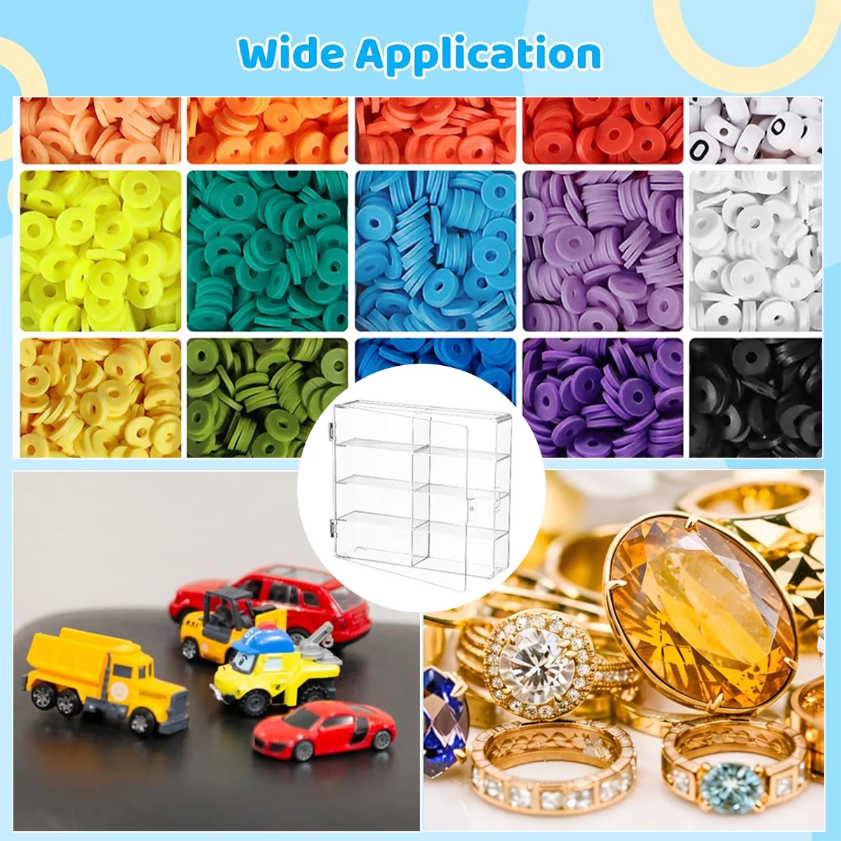 1pc suporte de exibição de carro de brinquedo de rodas quentes, caixa transparente compartimentalizada para armazenamento de modelo de carro pequeno